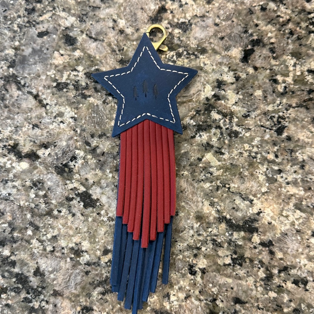 Austin Star Shaped Red and Blue Tassel Keychain